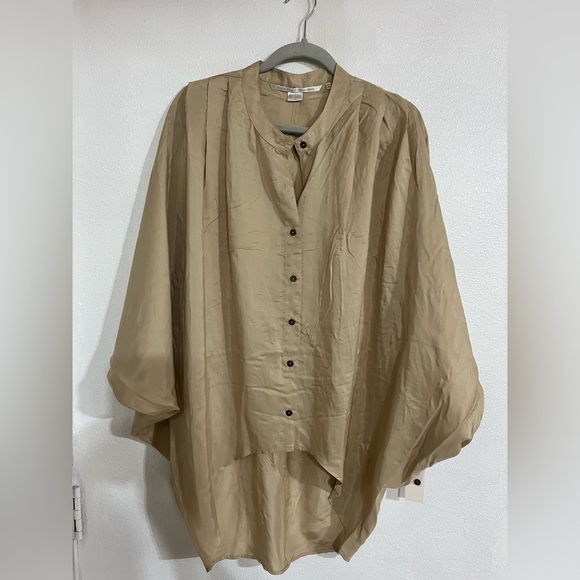 Twelfth by Cynthia Vincent 100% silk tunic top that wing size M oatmeal NWT - Picture 1 of 4
